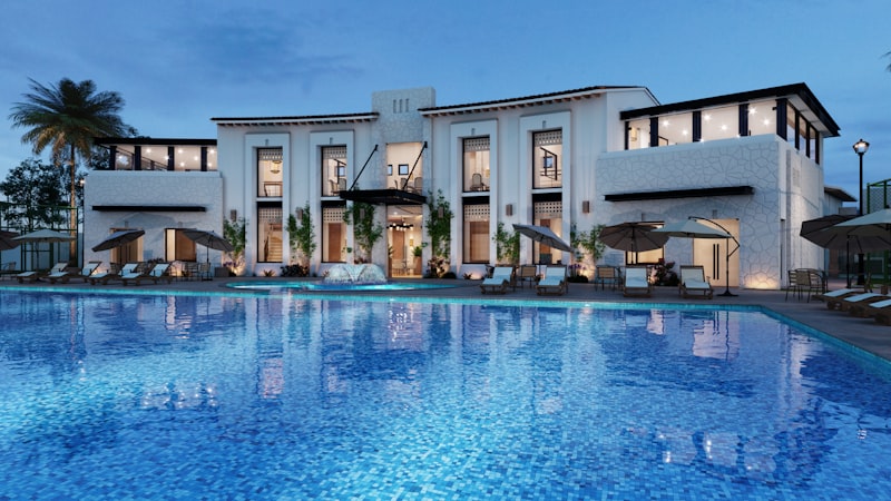 Neonora Resort — luxury casino resort lobby with ocean views